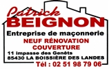 Beignon Patrick Entreprise de maçonnerie maçon, toiture, rénovation, construction maison, terrasse, agrandissement LA BOISSIERE-DES-LANDES 85430